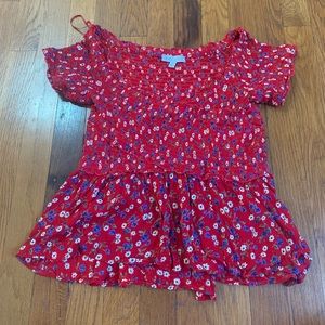 NWOT Patrons of Peach high low smocked top size S